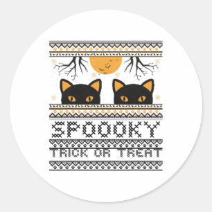Halloween-cat Eyes Spooky Trick Or Treat Trendy Gr Classic Round Sticker