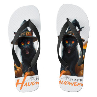 Halloween Cat Flip Flops