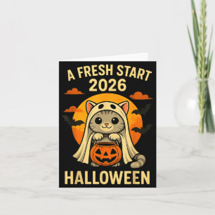 Halloween Cat Ghost Graphic - Fresh Start 2026  Card