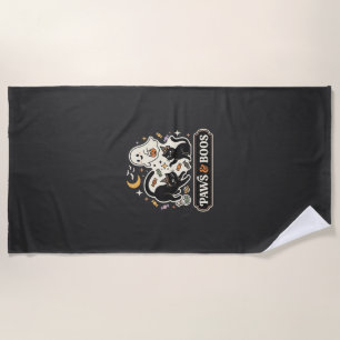 Halloween Cat Ghost Magic Beach Towel