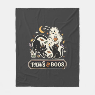 Halloween Cat Ghost Magic Fleece Blanket