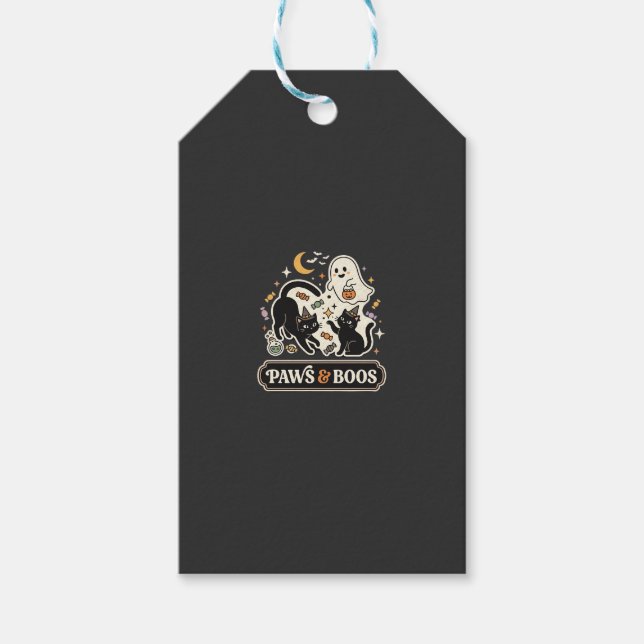 Halloween Cat Ghost Magic Gift Tags (Front)