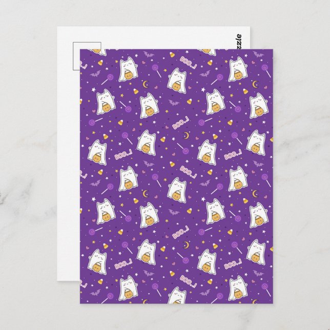Halloween Cat Ghost Postcard (Front/Back)