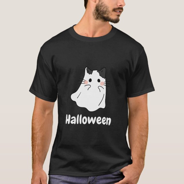 Halloween cat ghost T-Shirt (Front)