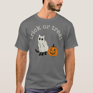 Halloween Cat Ghost Trick Or Treat Pumpkin Spooky  T-Shirt