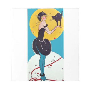 Halloween Cat Girl and Black Cat Notepad