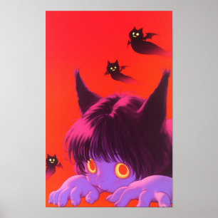 Halloween Cat Girl Poster