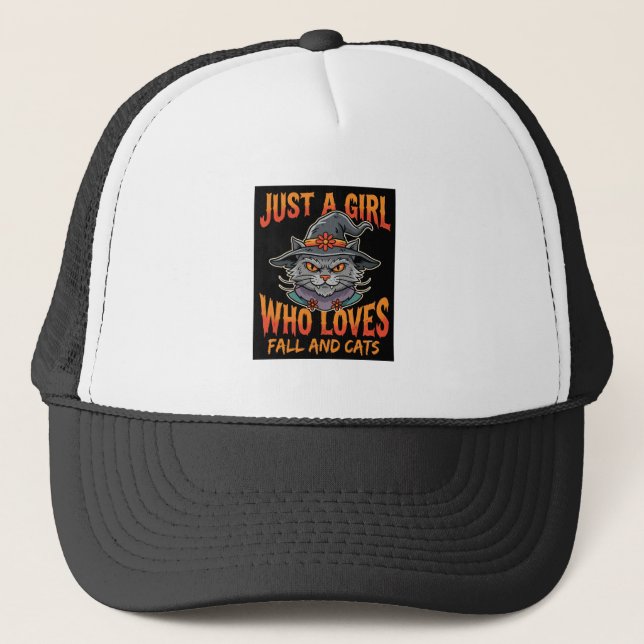 Halloween Cat Girl Witch Hat Fall Design (Front)