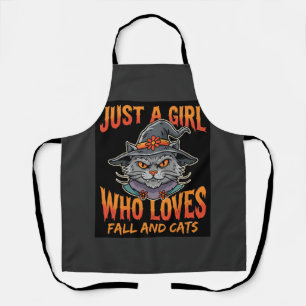 Halloween Cat Girl Witch Hat Fall Design Apron