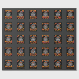 Halloween Cat Girl Witch Hat Fall Design Wrapping Paper