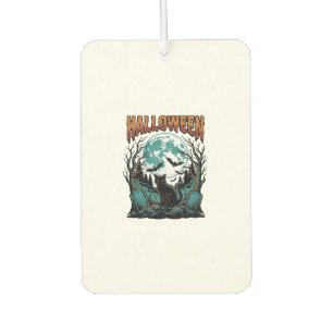 Halloween Cat Graveyard Vintage Engraving Shirt_1 Car Air Freshener