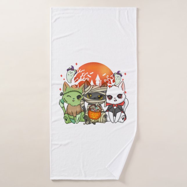 Halloween Cat Halloween Costume Bath Towel (Bath Towel)