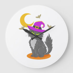 Halloween Cat Halloween Costume Large Clock