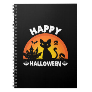 Halloween Cat Happy Halloween Birthday Notebook