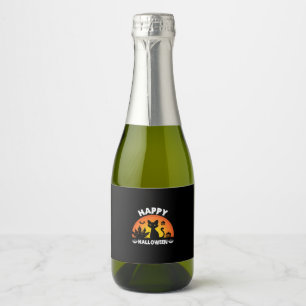 Halloween Cat Happy Halloween Birthday Sparkling Wine Label