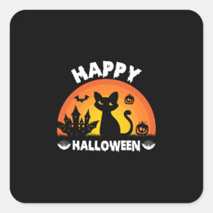 Halloween Cat Happy Halloween Birthday Square Sticker