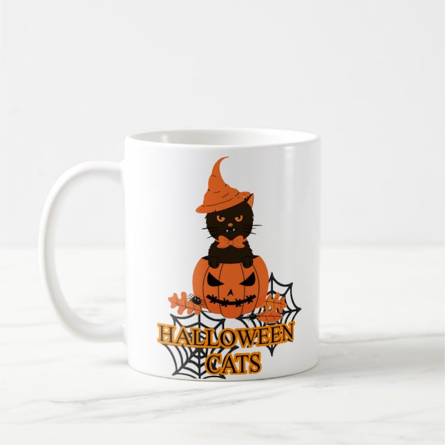 Halloween Cat (Happy Halloween , Gift for family ) Coffee Mug (Left)