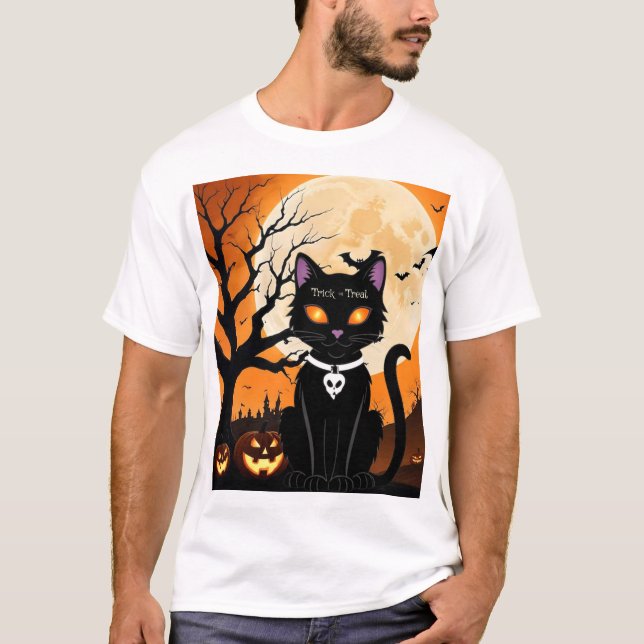 Halloween Cat (Happy Halloween , Gift for family ) T-Shirt (Front)