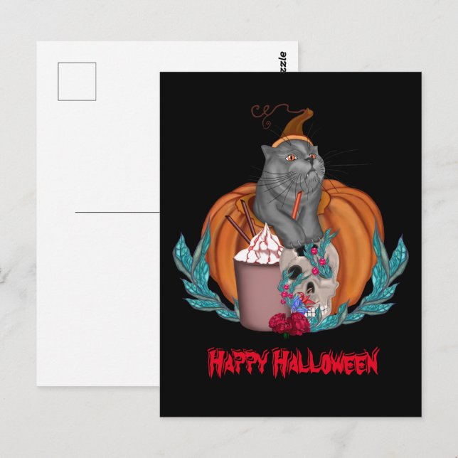 Halloween cat Happy Halloween Postcard (Front/Back)