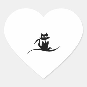 Halloween cat heart sticker