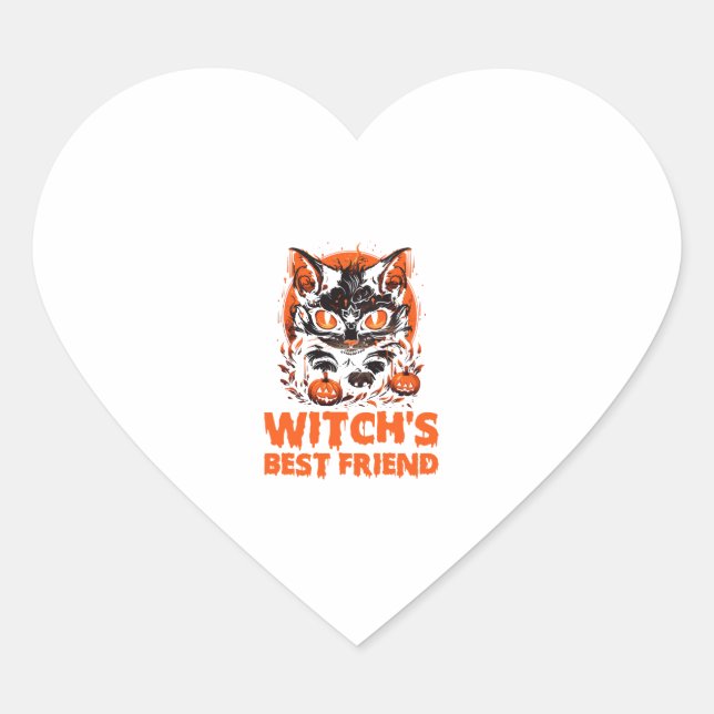 Halloween Cat   Heart Sticker (Front)