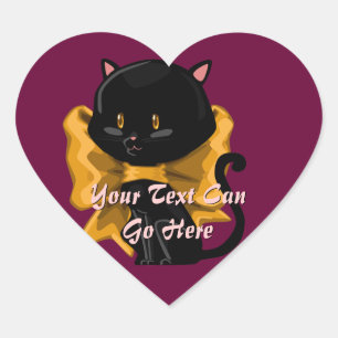 Halloween Cat Heart Stickers