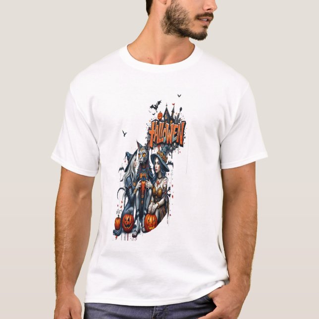halloween cat horror art graffiti  T-Shirt (Front)