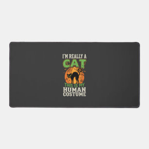 Halloween Cat Human Costume Funny Design Desk Mat