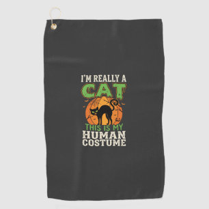 Halloween Cat Human Costume Funny Design Golf Towel