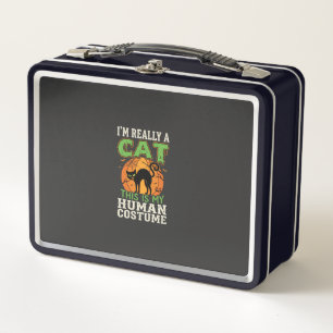 Halloween Cat Human Costume Funny Design Metal Lunch Box