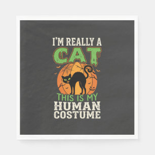 Halloween Cat Human Costume Funny Design Napkin