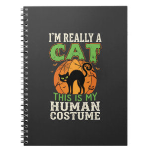 Halloween Cat Human Costume Funny Design Notebook