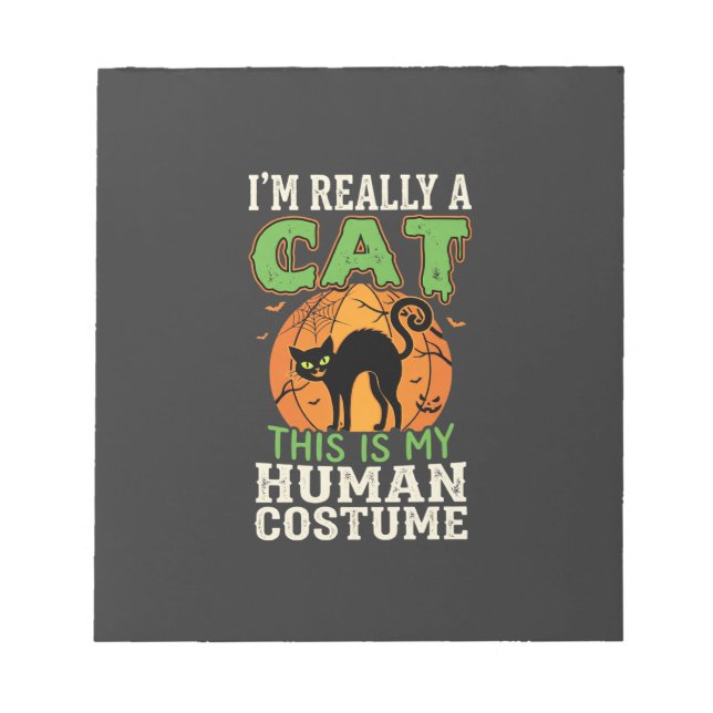 Halloween Cat Human Costume Funny Design Notepad (Front)