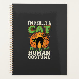 Halloween Cat Human Costume Funny Design Planner