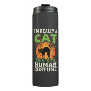 Halloween Cat Human Costume Funny Design Thermal Tumbler