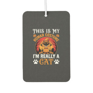 Halloween Cat Human Costume Vintage Graphic Car Air Freshener