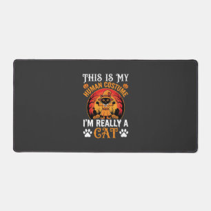 Halloween Cat Human Costume Vintage Graphic Desk Mat