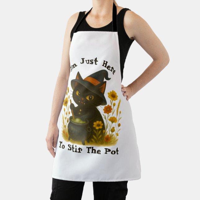 Halloween Cat - I’m Just Here to Stir the Pot Apron (Insitu)