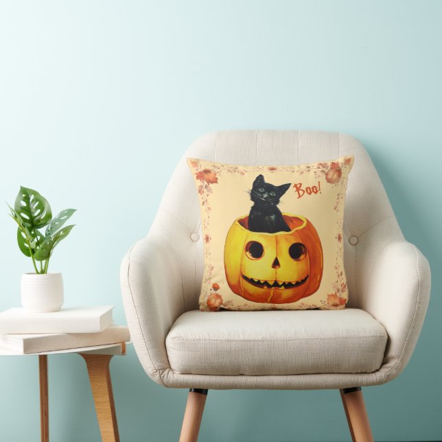 Halloween Cat in Pumpkin Pillow (Chair)