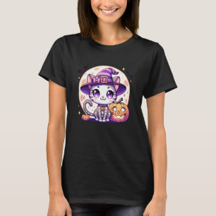 Halloween Cat Kitten Skeleton Witch Pumpkin Jack o T-Shirt