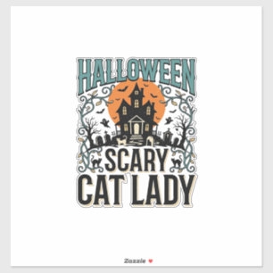 Halloween Cat Lady Scary Haunted House Vintage_1