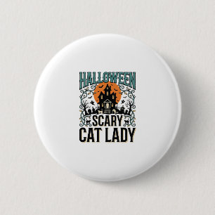 Halloween Cat Lady Scary Haunted House Vintage_1 6 Cm Round Badge