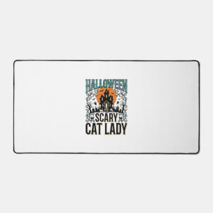 Halloween Cat Lady Scary Haunted House Vintage_1 Desk Mat