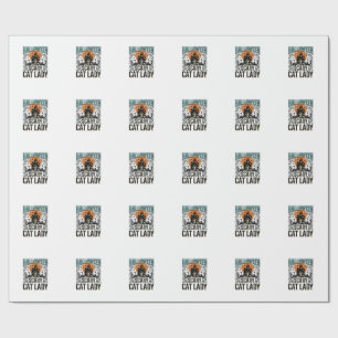 Halloween Cat Lady Scary Haunted House Vintage_1 Wrapping Paper