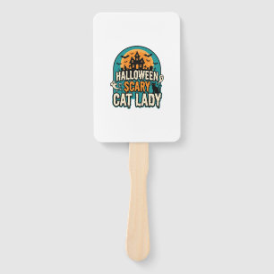Halloween Cat Lady Scary Vintage Haunted House_1 Hand Fan