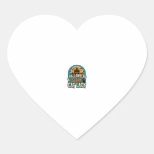 Halloween Cat Lady Scary Vintage Haunted House_1 Heart Sticker