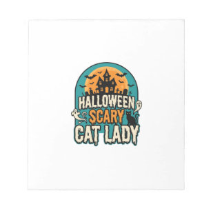 Halloween Cat Lady Scary Vintage Haunted House_1 Notepad