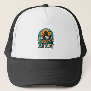 Halloween Cat Lady Scary Vintage Haunted House_1 Trucker Hat