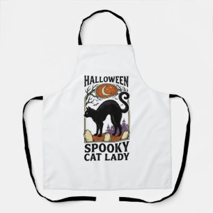 Halloween Cat Lady Vintage Black Cat Shirt_1 Apron