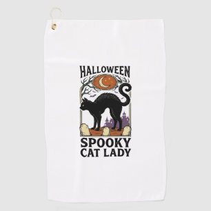 Halloween Cat Lady Vintage Black Cat Shirt_1 Golf Towel
